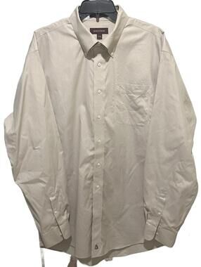 Nordstrom Smartcare Men’s Beige 100% Long Sleeve Button Down Dress Shirt - 17/36